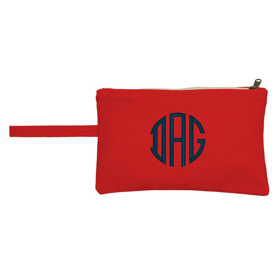Personalized Red Canvas Clutch Bag